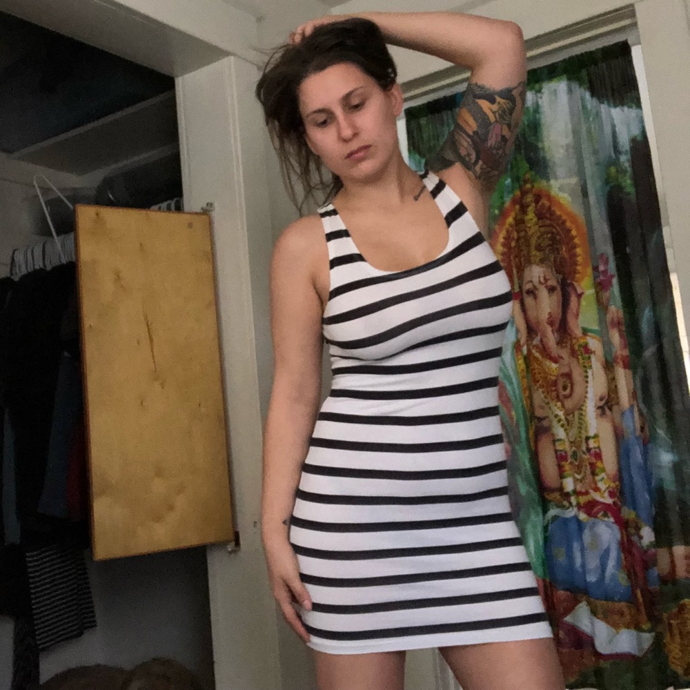 Black & White Striped Mini Dress